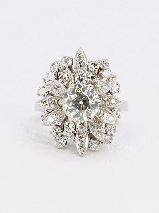 Bague 55 Bague cocktail diamants taille ancienne 3.98 carat 58 Facettes J213