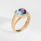 Bague Bague cœur en or jaune 14 carats, topaze bleue et améthyste, taille 6,5, bijou vintage 58 Facettes G13919