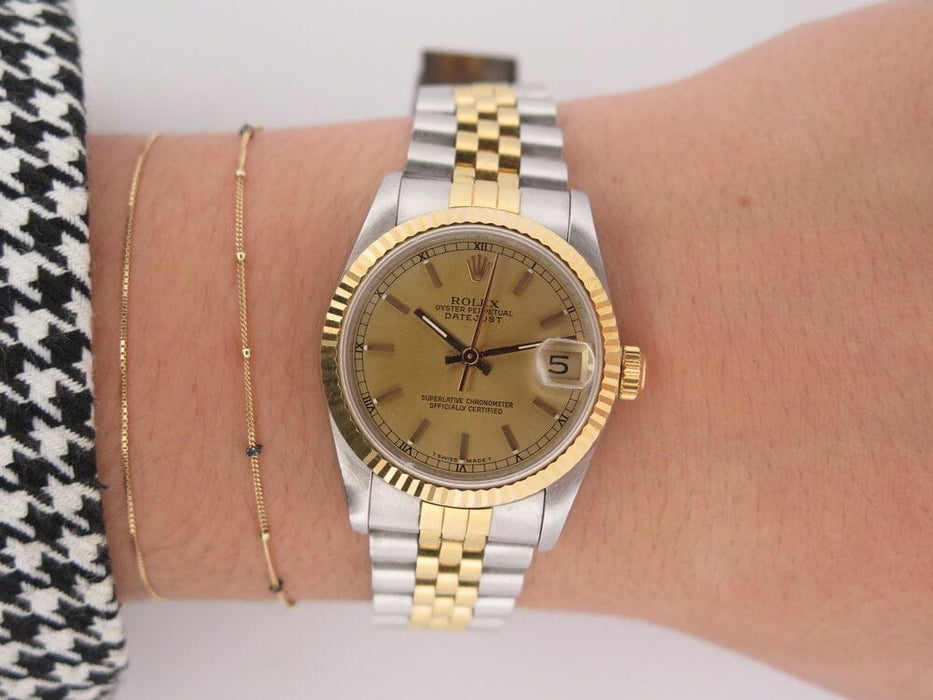 Montre vintage montre ROLEX oyster perpetual datejust 31 mm or acier auto 58 Facettes 263873