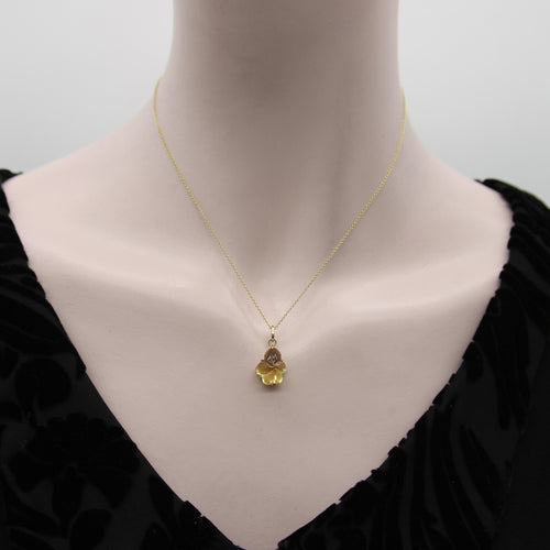 Pendentif Breloque fleur de citrine sculptée à la main en or 14 carats, signée 58 Facettes A2006W