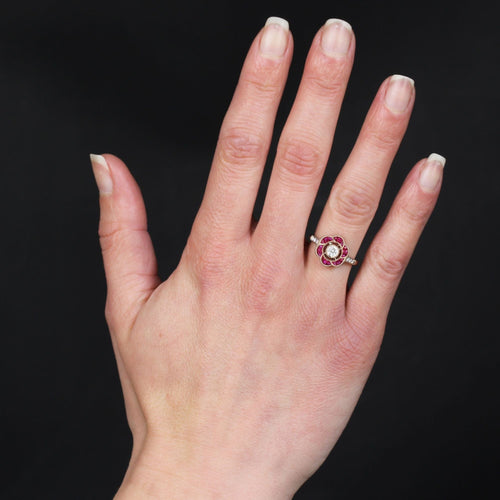 Bague 53 Bague rubis diamants style Art Déco 58 Facettes 24-115