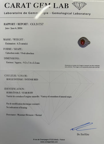 Bague Bague Art-Déco ornée d'un rubis birman naturel étoilé et de diamants 58 Facettes