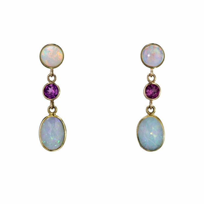 Boucles d'oreilles Boucles d'oreilles opales grenats pendantes 58 Facettes 24-268