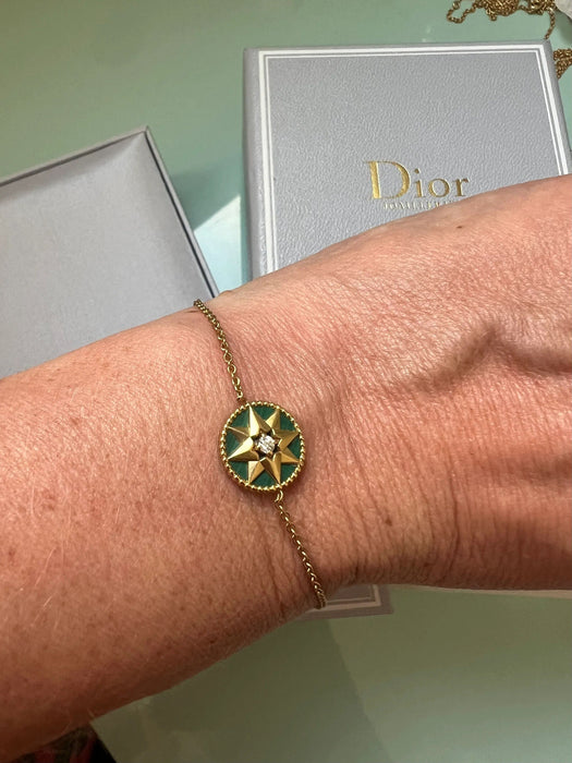 Bracelet DIOR - Bracelet Rose des Vents Malachite, Diamant, Or Jaune 58 Facettes BS203