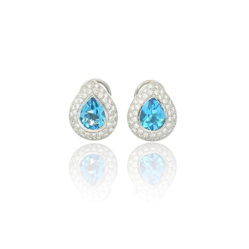 Boucles d'oreilles Boucles d'oreilles or blanc, topaze et diamants 58 Facettes