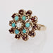 Bague 47 Bague fleur or jaune citrines turquoises perles 58 Facettes CV108