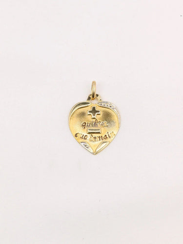 Pendentif Médaille amour Augis coeur Plus qu'hier moins que demain 2 ors 58 Facettes J514