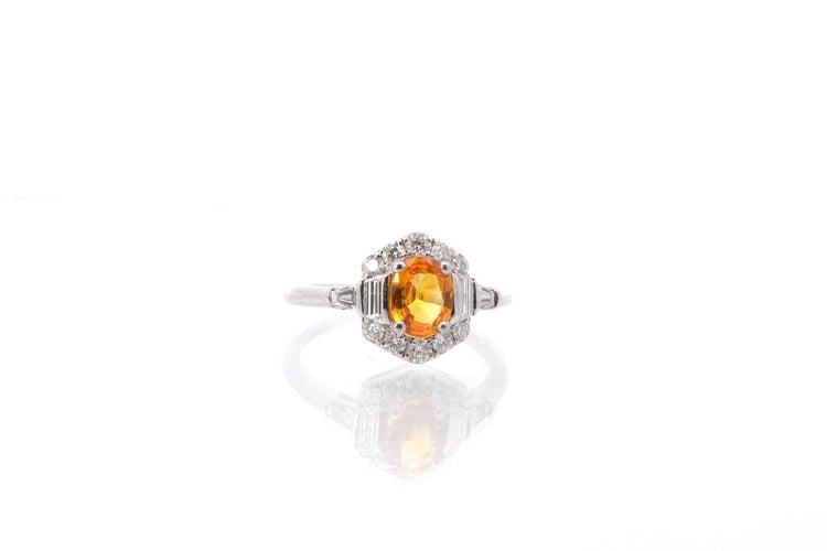 Bague 51 Bague Or blanc Saphir jaune Diamants 58 Facettes 25563