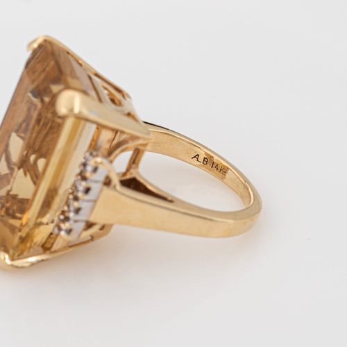 Bague 48.5 Bague cocktail vintage élégante en citrine et diamant (vers les années 1960 à 1970) 58 Facettes G13926