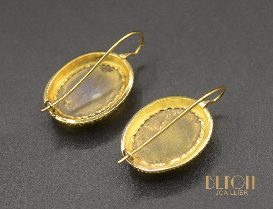 Boucles d'oreilles Dormeuses Époque Victorienne Céramique 58 Facettes A10546