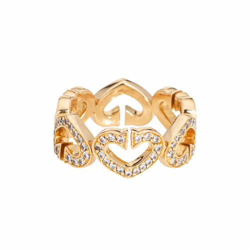 Bague 51 Bague C de Cartier en or jaune 18 carats, diamants, taille 5,75, anneau en forme de cœur, vers 2001 58 Facettes G13167