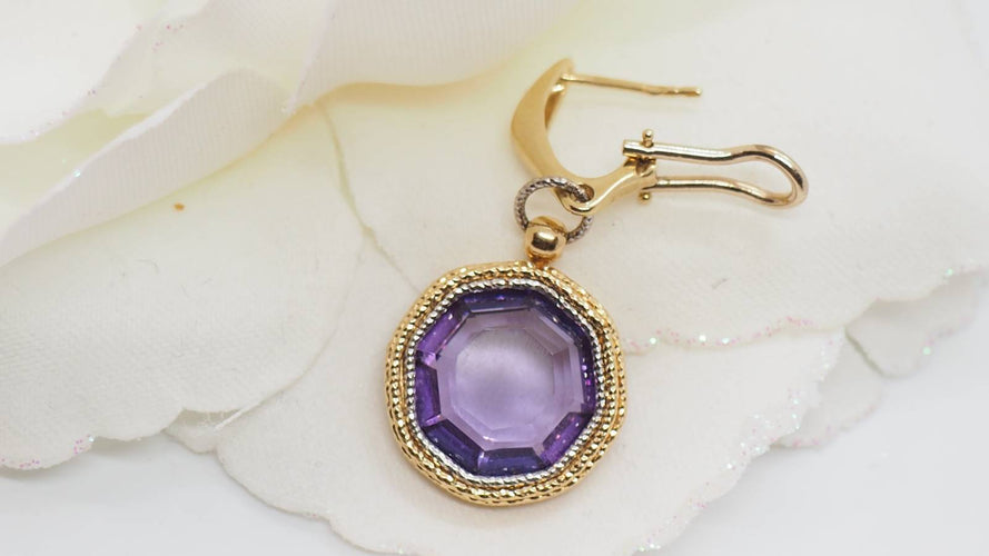 Boucles d'oreilles Boucles d'oreilles en or deux tons et améthystes 58 Facettes 30222