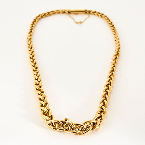 Collier or jaune maille tressée