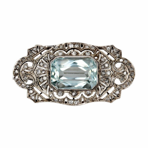 Brooch Art Deco aquamarine and diamond brooch 58 Facettes 21-186
