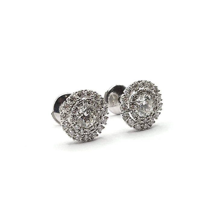 Boucles d'oreilles Boucles d'oreilles or blanc serties de diamants 58 Facettes