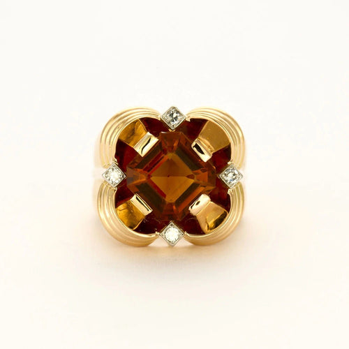 Bague 59 Bague Tank Citrine Orange Ou Rose 58 Facettes C1996