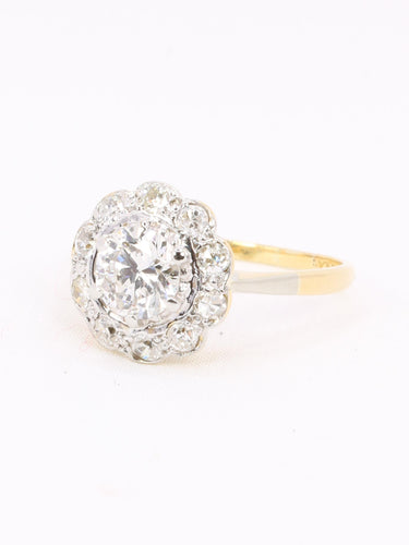 Bague 53 Bague marguerite or jaune diamant 0,8 carat 58 Facettes 1174.8