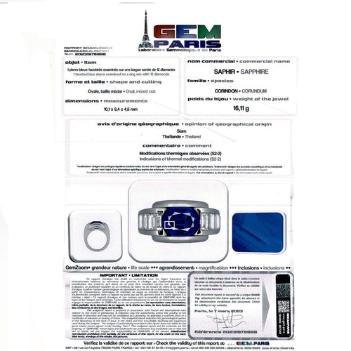 Bague 52 Bague Mauboussin, "Alessandra", or blanc, saphir, diamants. 58 Facettes 32448