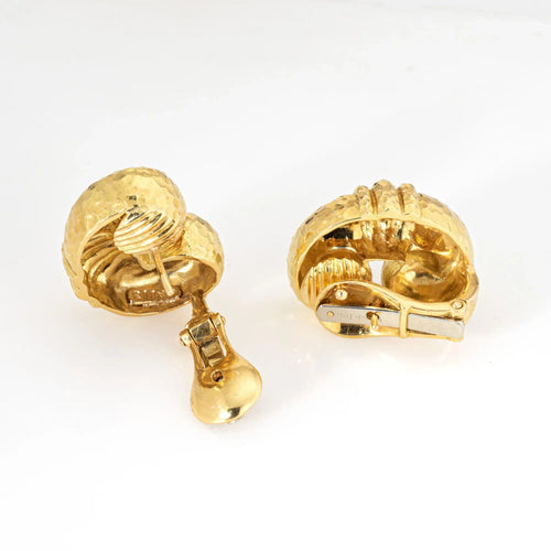Boucles d'oreilles Boucles d'oreilles David Webb Vintage en or jaune 18 carats martelées et en spirale Bijoux signés 58 Facettes G13705