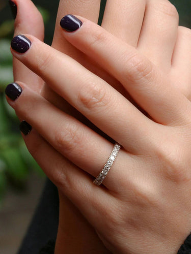 Bague 63 Alliance américaine en or blanc et diamants 2.24 ct 58 Facettes J48