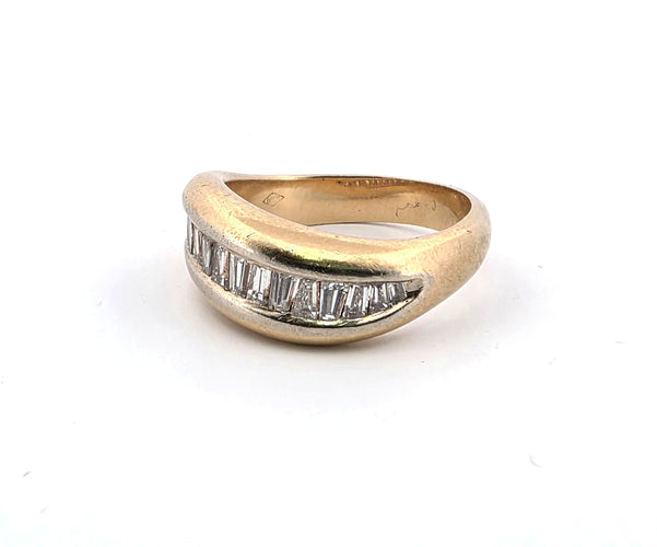 Bague 52 Bague jaune avec diamants baguette 58 Facettes