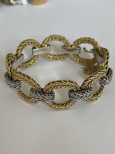 Bracelet Bracelet Or Jaune et Or Gris Tressé 58 Facettes
