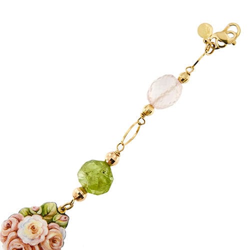 Bracelet avec fleur en émail et pierres précieuses