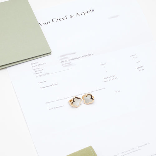 Boucles d'oreilles Van Cleef & Arpels - Boucles d’oreilles Pure Alhambra Nacre en or jaune 58 Facettes