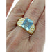 Ring 19 Yellow gold ring with aquamarine and diamonds 58 Facettes G3496