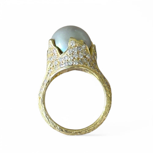 Bague 53 Bague Samira 13 or jaune, perle de Tahiti et diamants 58 Facettes 219