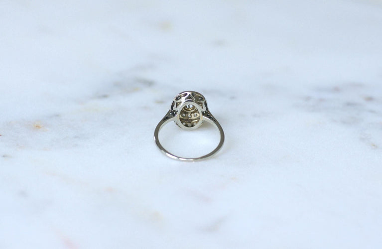 Bague 52 Bague Ovale Art Déco Diamants 58 Facettes