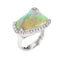 Bague 10.64ct Natural Opal Diamond Ring Estate 18k White Gold Sz 7 Fine Jewelry 58 Facettes G11987