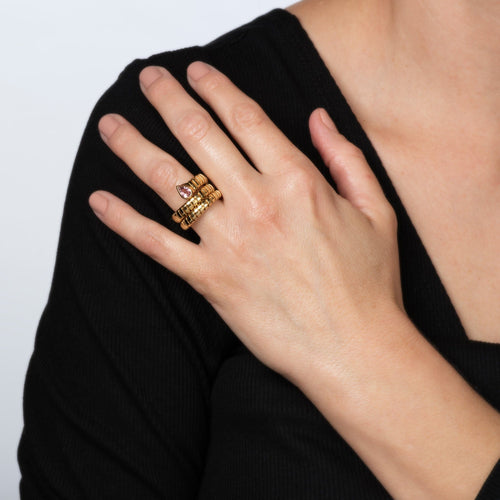 Bague 53 BULGARI - Bague Serpenti Tubogas en or jaune et tourmaline rose 58 Facettes G14214