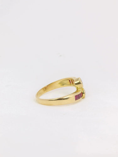 Bague Bague vintage toi et moi or diamants rubis calibrés 58 Facettes J181