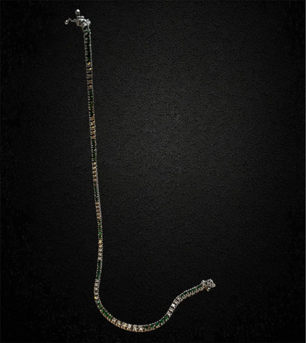 Bracelet Diamants de tennis et tsavorites 58 Facettes