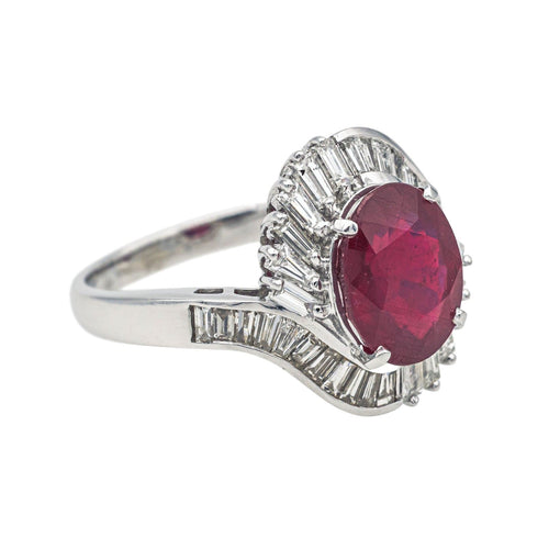 Bague 53 Bague Pompadour Or blanc Rubis, Diamant 58 Facettes 4169901RV