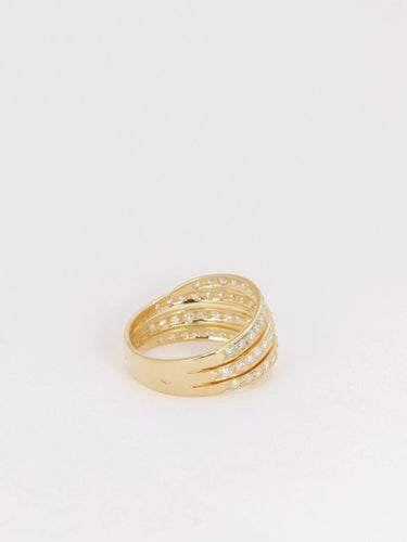 Bague 54 Bague 4 corps en or jaune et diamants 58 Facettes J132
