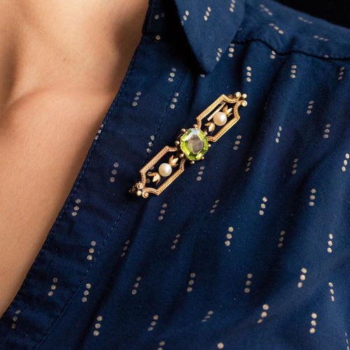 Broche Broche ancienne Péridot Perles fines 58 Facettes 20-390