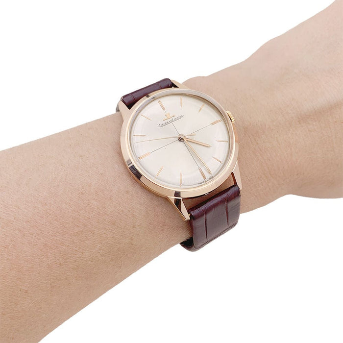 Montre Montre Jaeger Lecoultre, or rose, bracelet cuir. 58 Facettes 33913