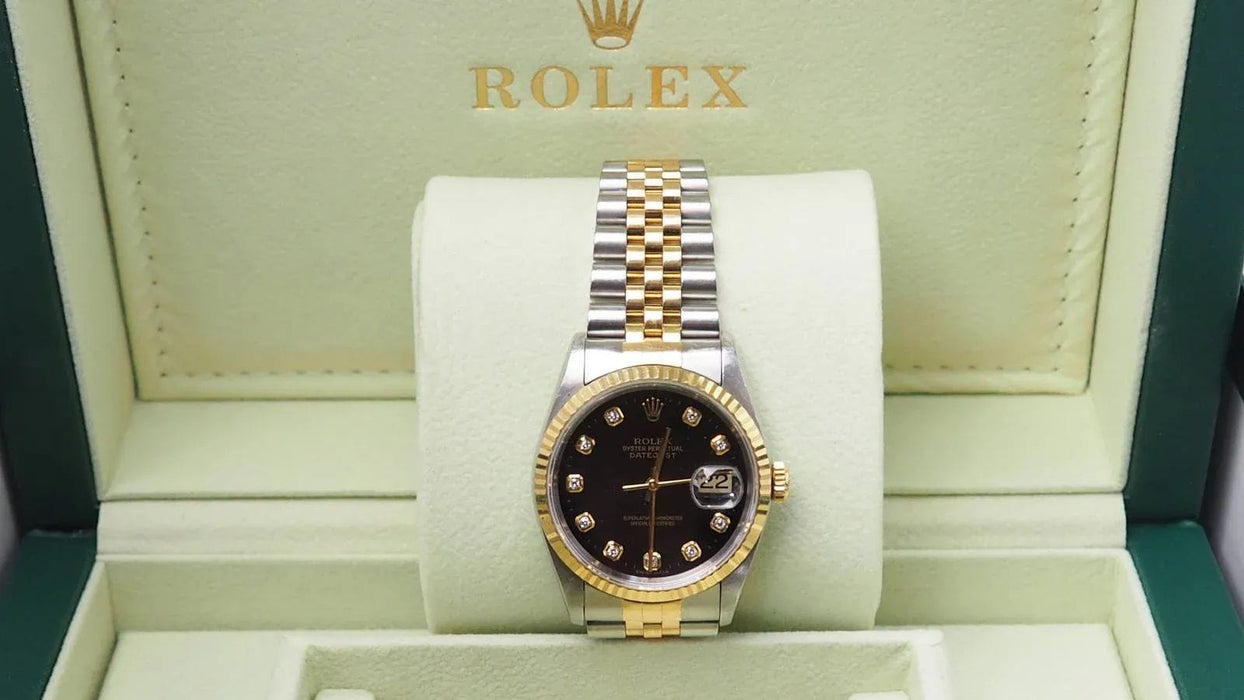 Montre ROLEX - Montre Date Just en or jaune et acier 58 Facettes 32810