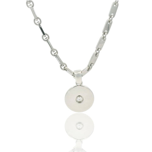 Collier CARTIER - chaîne et médaillon vintage en or blanc 58 Facettes