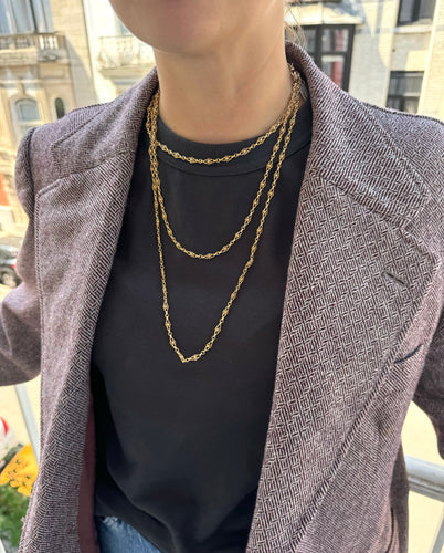 Collier Antique yellow gold Victorian sautoir 58 Facettes