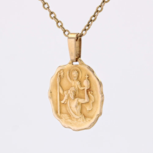 Pendentif Médaille ancienne Saint Christophe signée Contaux 58 Facettes CVP126
