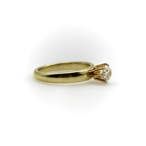 Bague 54 18K Gold .90 Carat Old Mine Cut Engagement Ring 58 Facettes