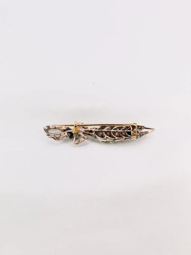 Broche Broche ancienne épi de blé en or, argent et perles fines 58 Facettes 772