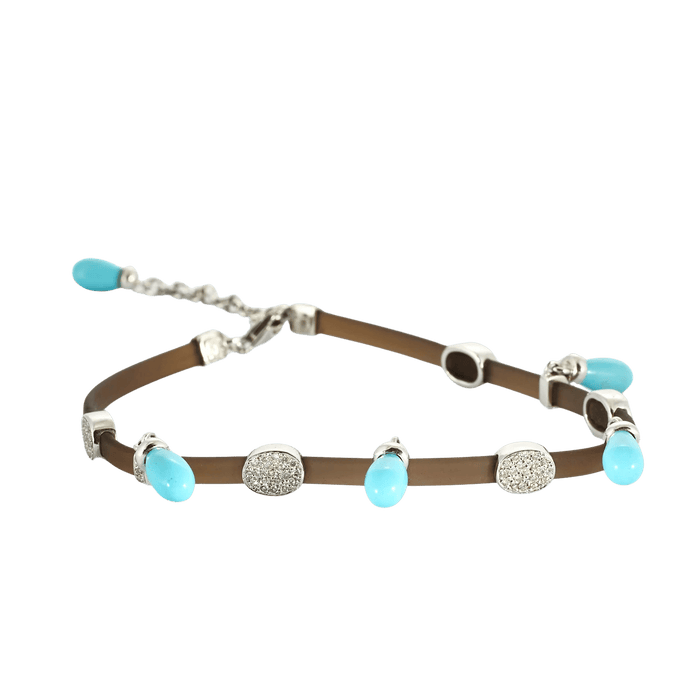 Bracelet BRACELET OR BLANC, DIAMANTS ET TURQUOISE. 58 Facettes BO/240015/