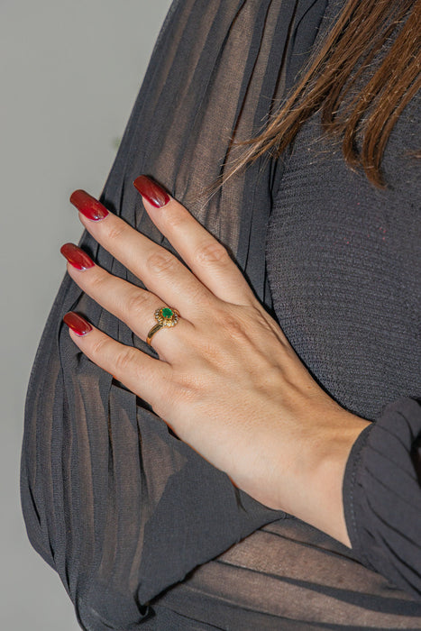 Bague Pompadour Or jaune Emeraude