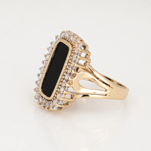 Bracelet Bague Diamant Onyx Vintage Or Jaune 58 Facettes