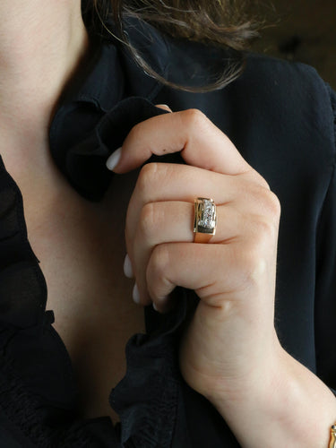 Bague 54 Bague pont or jaune diamants taille rose 58 Facettes 973