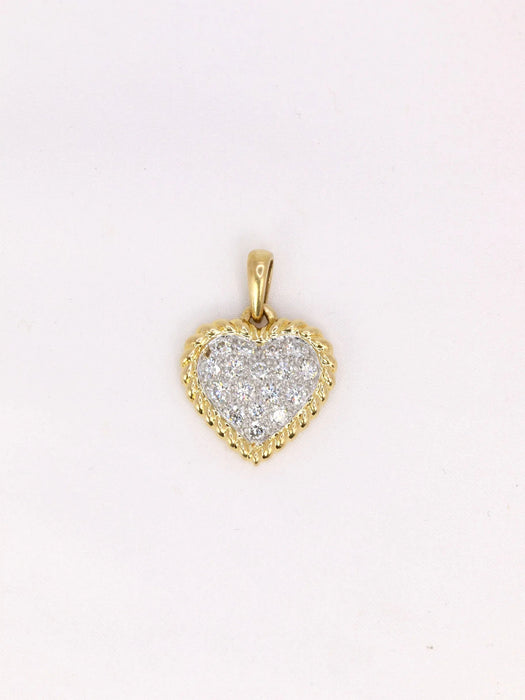 Pendentif coeur or platine diamants